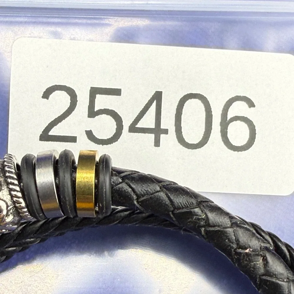 Men Engraved Bracelet Black Faux Leather Layered Engraved Love You Forever 7.5”